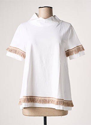 Top tissage jersey manches courtes blanc D.EXTERIOR femme