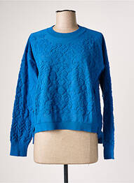 Pull finition bords-côtes manches longues bleu ISKO femme
