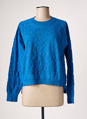 Pull finition bords-côtes manches longues bleu ISKO femme