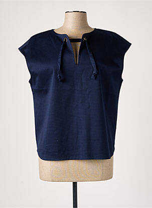 Top stretch manches courtes bleu KNOTT femme
