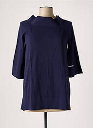 Pull finition bords-côtes manches 3/4 bleu LIVIANA CONTI femme