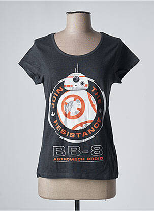 T-shirt sérigraphie manches courtes gris STAR WARS femme