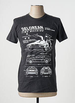 T-shirt stretch manches courtes gris BACK TO THE FUTURE homme