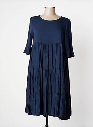 Robe mi-longue coupe évasée manches courtes bleu MANILA GRACE femme