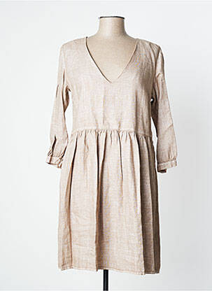 Robe mi-longue manches 3/4 manches 3/4 beige MANILA GRACE femme