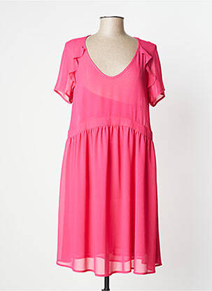 Robe mi-longue coupe fluide manches courtes rose TWINSET femme