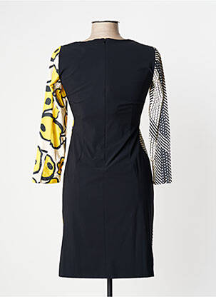 Robe mi-longue imprimé fantaisie manches longues jaune BLEU BLANC ROUGE femme