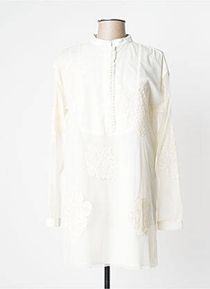Robe courte coupe fluide manches longues beige TWINSET femme
