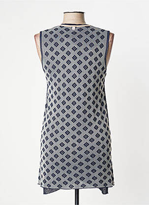 Pull tunique maille fine sans manche bleu MANILA GRACE femme