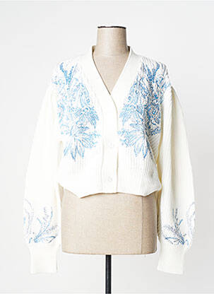 Gilet manches longues resserrée sur le bas blanc TWINSET femme