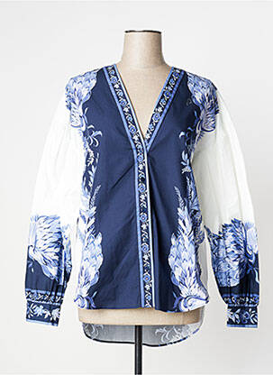 Chemisier imprimé fleurs manches longues bleu TWINSET femme