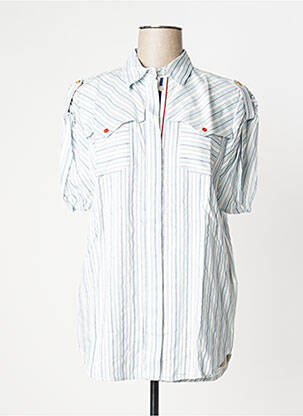 Chemisier poches poitrine manches courtes bleu MANILA GRACE femme
