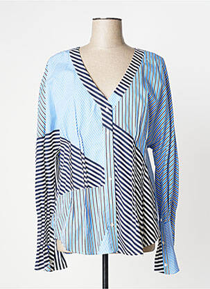 Chemisier coupe cintrée manches longues bleu MANILA GRACE femme