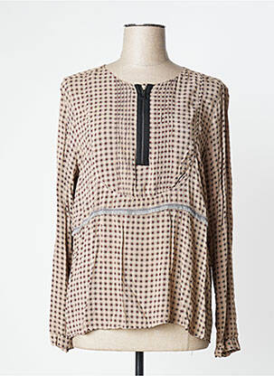 Blouse tissage popeline manches longues beige MANILA GRACE femme