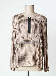 Blouse imprimé fantaisie manches longues beige MANILA GRACE femme