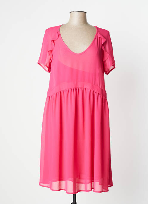 Robe mi-longue coupe fluide manches courtes rose TWINSET femme