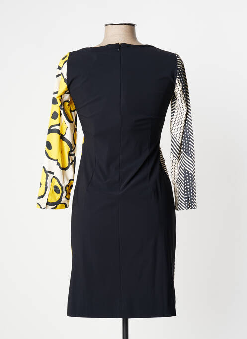 Robe mi-longue imprimé fantaisie manches longues jaune BLEU BLANC ROUGE femme