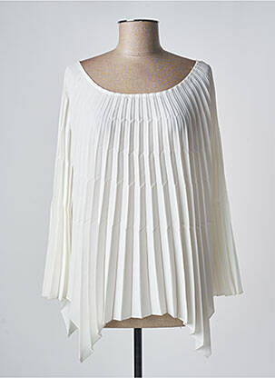 Top col rond manches 3/4 blanc INDIES femme