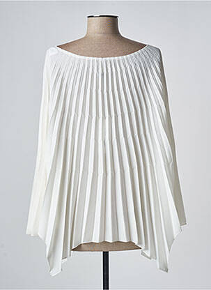 Top col rond manches 3/4 blanc INDIES femme