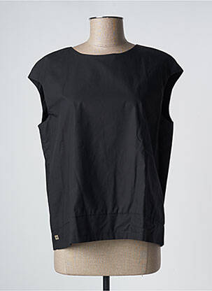 Blouse tissage popeline manches courtes noir MANILA GRACE femme