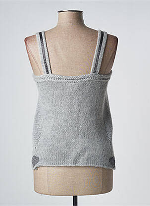 Pull tissage chiné fines bretelles gris BLEU BLANC ROUGE femme