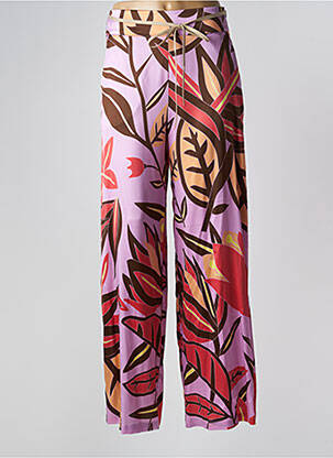 Pantalon large fermeture zip latéral taille haute rose NIU femme