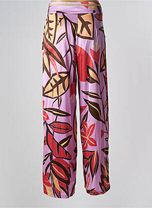 Pantalon large fermeture zip latéral taille haute rose NIU femme