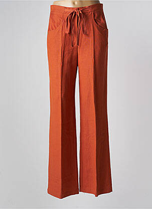 Pantalon large tissage crêpe taille haute orange MANILA GRACE femme