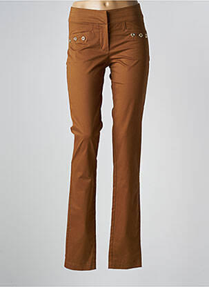 Pantalon slim tissage popeline taille normale jaune BLANC BLEU femme