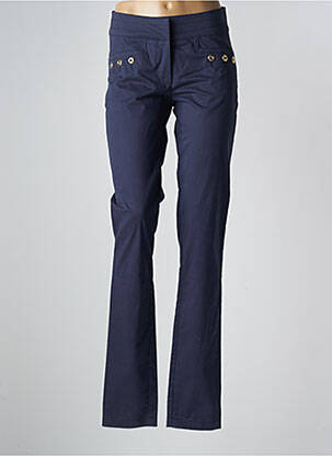 Pantalon slim tissage popeline taille normale bleu BLANC BLEU femme