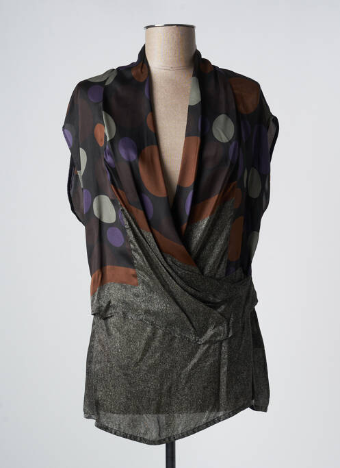 Top coupe fluide manches courtes noir MANILA GRACE femme