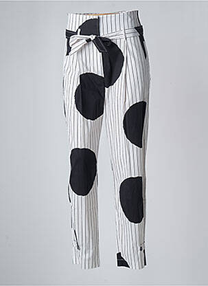 Pantalon droit tissage popeline taille haute blanc MANILA GRACE femme
