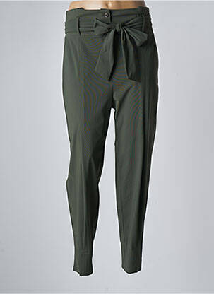 Pantalon droit taille à pinces taille haute vert INDIES femme