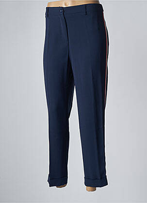 Pantalon 7/8 fermeture zippée sous rabat boutonné taille normale bleu MANILA GRACE femme