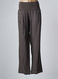 Pantalon droit tissage crêpe taille normale marron MANILA GRACE femme
