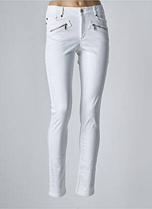 Pantalon slim tissage popeline taille normale blanc BLEU BLANC ROUGE femme