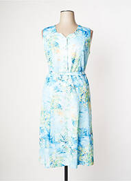 Robe mi-longue imprimé fleurs sans manche bleu JSW PARIS femme