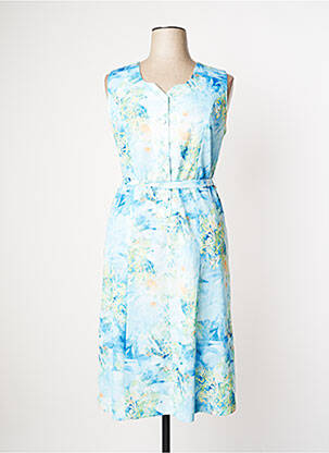 Robe mi-longue imprimé fleurs sans manche bleu JSW PARIS femme