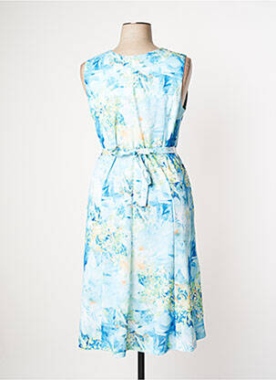 Robe mi-longue imprimé fleurs sans manche bleu JSW PARIS femme