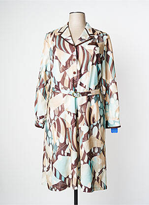 Robe mi-longue imprimé fantaisie manches longues marron JSW PARIS femme