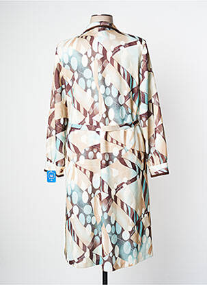 Robe mi-longue imprimé fantaisie manches longues marron JSW PARIS femme