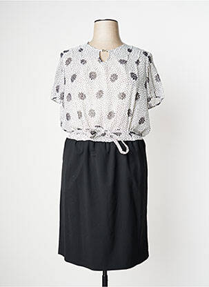 Robe mi-longue coupe fluide manches courtes noir KARTING femme