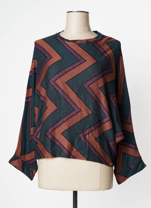 Pull stretch manches 3/4 vert DANIELA COOL femme