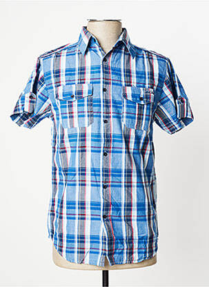 Chemise manches courtes imprimé carreaux bleu CBK homme