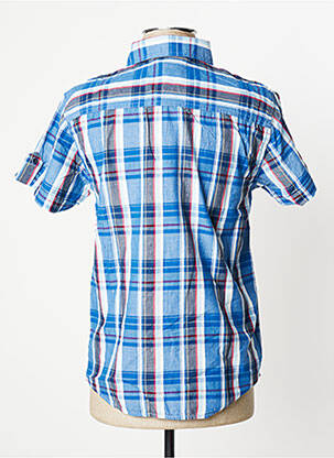 Chemise manches courtes imprimé carreaux bleu CBK homme