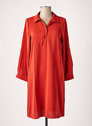 Robe mi-longue manches longues manches longues orange AKOZ DE TOI femme