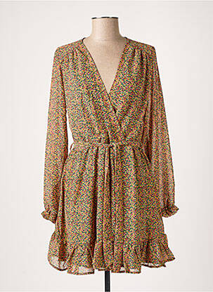 Robe courte coupe évasée manches longues jaune LILI & LALA femme
