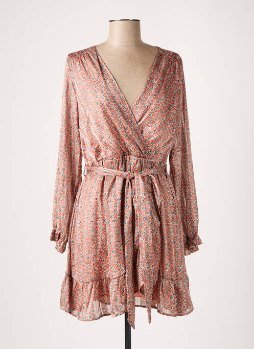 Robe courte coupe évasée manches longues rose LILI & LALA femme