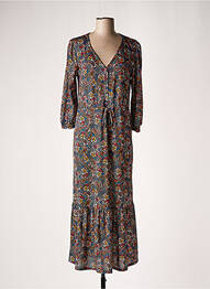 Robe longue imprimé fleurs manches 3/4 noir RENATTO BENE femme