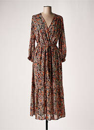 Robe longue manches longues manches longues marron LILI & LALA femme